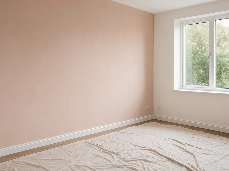 A freshly skimmed wall in a Woolwich flat, ready to paint